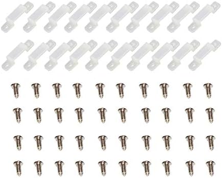 Adecorty 20 Lots Strip Light Mounting Bracket Clips with 40 Screws for SMD5050 5630 3528 2835 LED Strip Lights (12mm/0.47inch Wide Translucence Silicone)