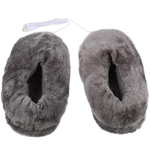 Chaussures chauffantes électriques USB gris pantoufles de taille unique pour maison
