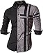 jeansian Men's Slim Fit Long Sleeves Casual Shirts Z014 Gray M