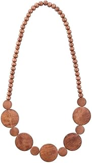 Natural Wooden Beads Statement Necklace Handmade Boho African Tribal Choker Necklace Simple Hippie Vacation Jewelry for Unisex Men Women