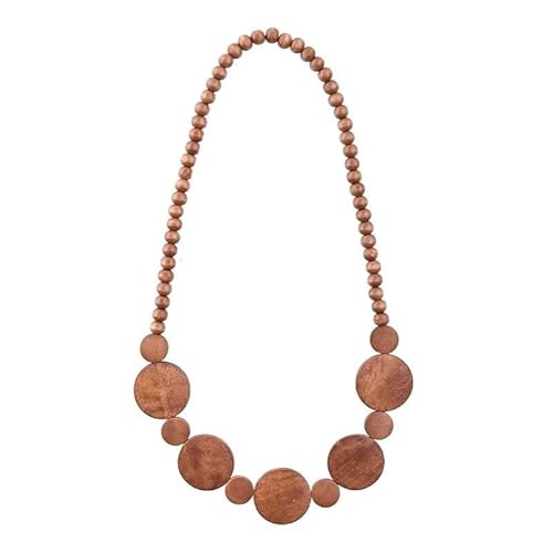 Todu Natural Wooden Beads Statement Necklace Handmade Boho African Tribal Choker Necklace Simple Hippie Vacation Jewelry for Unisex Men Women