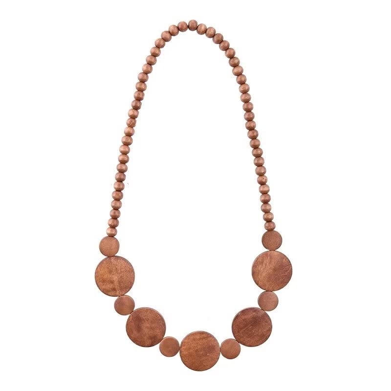 Todunatural Wooden Beads Statement Necklace Handmade Boho African