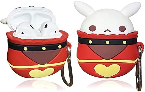 Genshin Impact Case for Airpod, Anime Game Cute Funny Cool 3D Silicone Cover Accessories Kawaii Skin for Air pods 1&2 for Girls Men Boy Teen(Jumpy Dumpty,Red Rabbit )