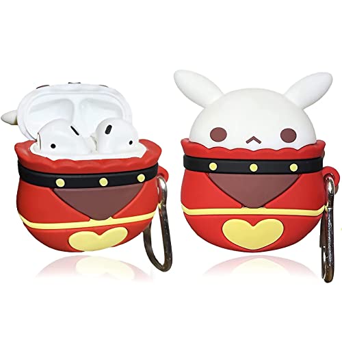 Genshin Impact Case For Airpod, Anime Game Cute Funny Cool 3D Silicone Cover Accessories Kawaii Skin For Air Pods 1&2 For Girls Men Boy Teen(Jumpy Dumpty,Red Rabbit ) #TOP12