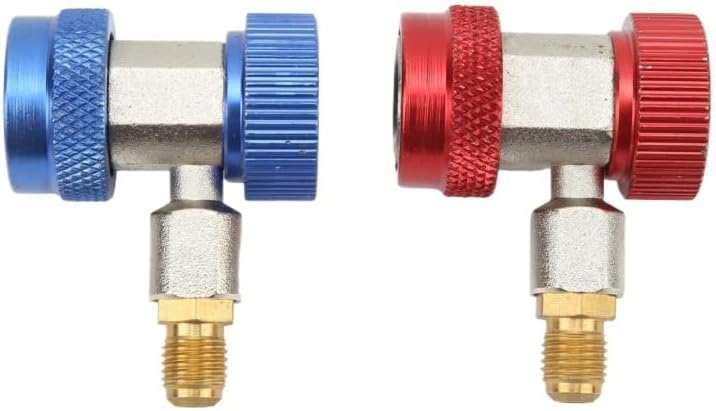 Suitable for 2Pcs R134A Car AC Quick Coupler Connector Brass Adapters Air Conditioning Refrigerant Adjustable Manifold Gauge