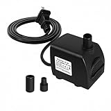 SongLong Submersible Pump 200GPH (800 L/H 15W) Ultra Quiet with Over Heating Protection 5.2ft High Lift for Fountains, Hydroponics, Ponds, Aquariums & More……