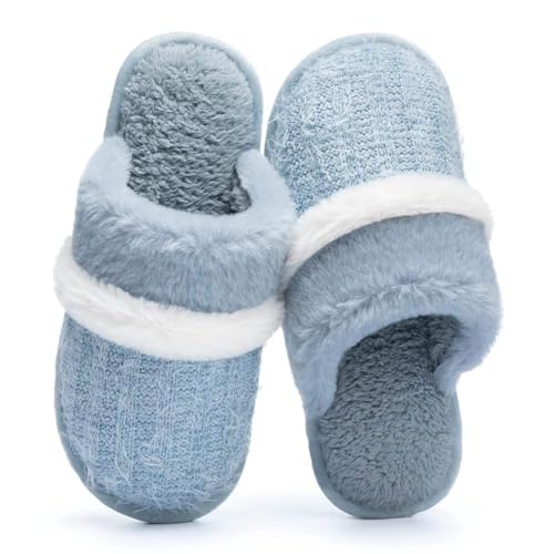 Image of GOEWY Cozy Slippers for Women Indoor and Outdoor Fuzzy House Shoes with Memory Foam Anti-Skid Sole Gifts for Women Mom Ladies