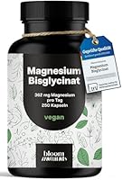 Magnesium Bisglycinat Hochdosiert - 250 Kapseln - 362 mg Magnesium Glycinat pro Tag - Vegan & Produziert in Deutschland - Laborgeprüft - Verpackung kann variieren
