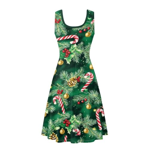 Image of Women Stylish Tank Dresses Sleeveless Round Neck Midi Casual Dress with Pocket for Summer