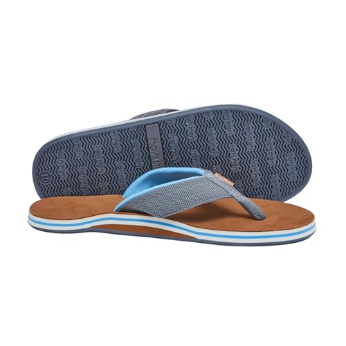 Image of Hari Mari- Scouts- Men's Nubuck Leather Flip Flops With Nylon Webbing Strap- No Break Ins, Firm Arch Support, and Beveled Edge to Reduce Tripping