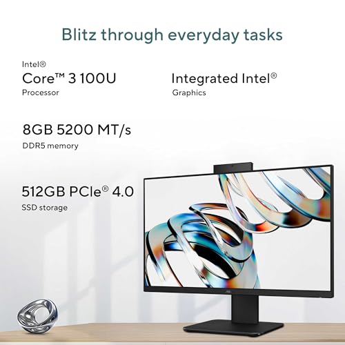 Image of ASUS V440 (2026),Intel Core 3 100U (i3-14th Gen),Intel iGPU,8GB /512GB,FHD,23.8 inch(60.45 cm),Win 11,M365 Basic(1Y),Office 24,Black,5.46 kg,V440VAB-KBC3002WS,with Wireless Keyboard & Mouse,All in One PC