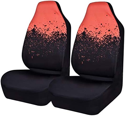 CAR PASS Universal High Back Fashion Car Seat Covers for Car Truck Suvs,sedans,Vehicles,Airbag Compatible (Orange tie dye Front)