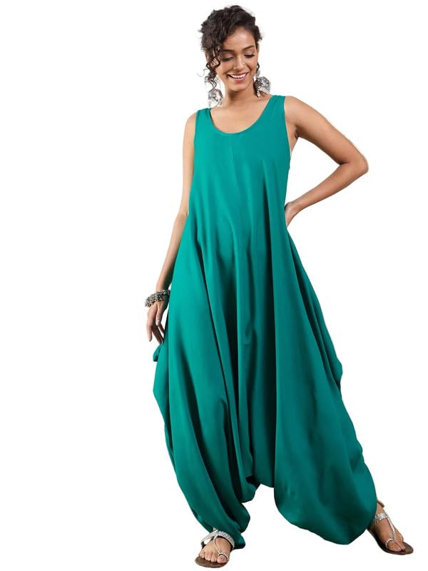 inweave Teal Round Sleeveless Jumpsuit-picture-1