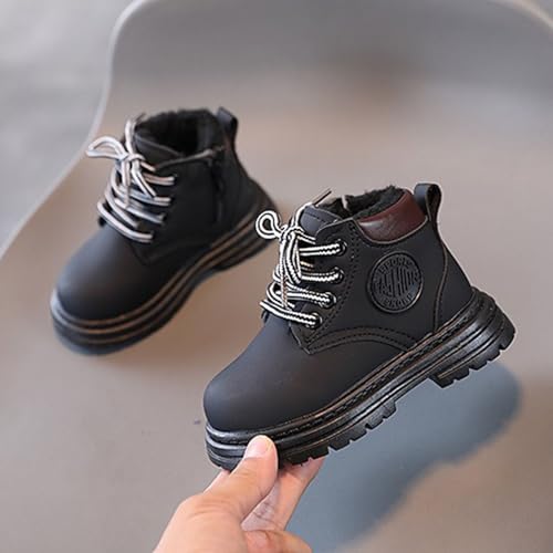 IWIHMIV Girls Boots Boys Lace Up Side Zipper Ankle Boots Outdoor Comfortable Non Slip Winter Ankle Booties for Toddler3