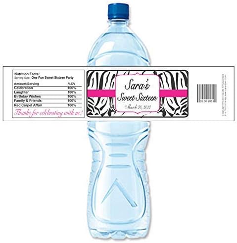 Zebra Theme Birthday Water Bottle Labels (Set of 24)(Y658)