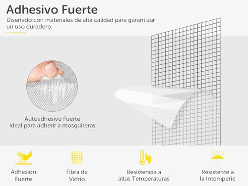 Miniatura 5 de Teeppo Cinta Reparación Mosquitera Gris 2 M, Cinta Adhesiva Autoadhesiva De Fibra De Vidrio Para Reparar Mosquitera De Ventana Y Puerta, Protección Contra Insectos, Incluye Tijeras