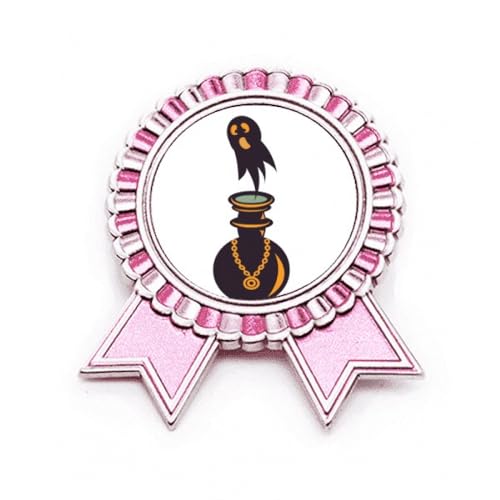 Broche d'Halloween effrayante en métal rose taille M pour costume