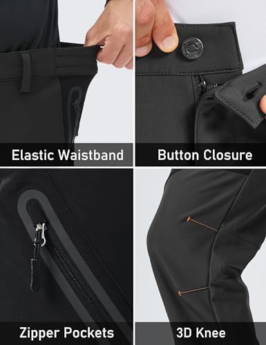 MAGCOMSEN Men's Snow Ski Pants Fleece Lined Water Resistant Winter Pants with 4 Zip Pockets for Snowboard Hiking Outdoor 6