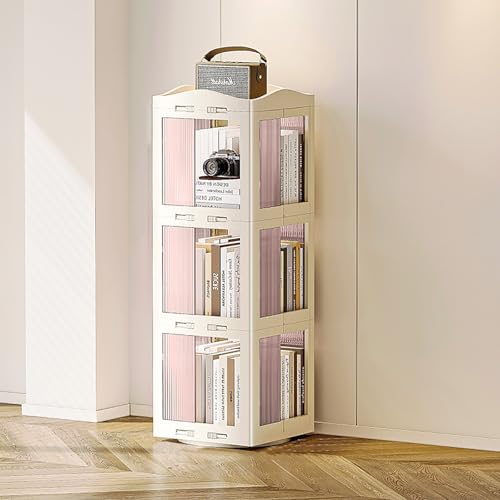 Estantería giratoria para dormitorio infantil: organiza juguetes y cuentos en rosa
