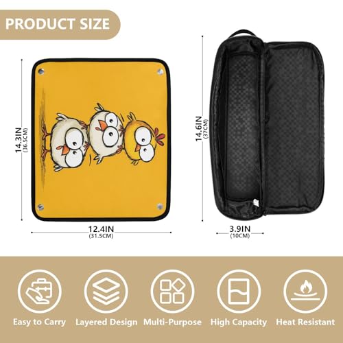 Funda de viaje 2 en 1 para plancha y rizador con tapete resistente al calor impermeable organizador de viaje para planchas, rizadores, amarillo miniatura 4