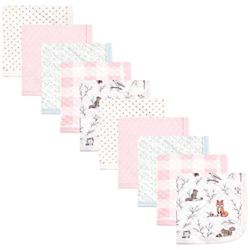 Image of Hudson Baby Unisex Baby Quilted Cotton Washcloths, Enchanted Forest, One Size