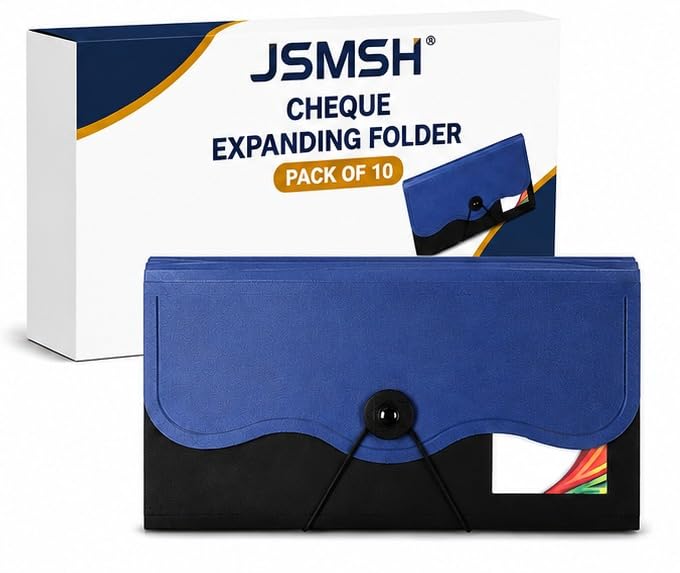Image of Expanding Cheque Book Holder Case, 12 Pocket Multi Passbook Holder /Bill Folder /Passport /Memo Cards /Cash Storage Pouch Organizer with Elastic Swing (Color May Very) (Pack of 10)
