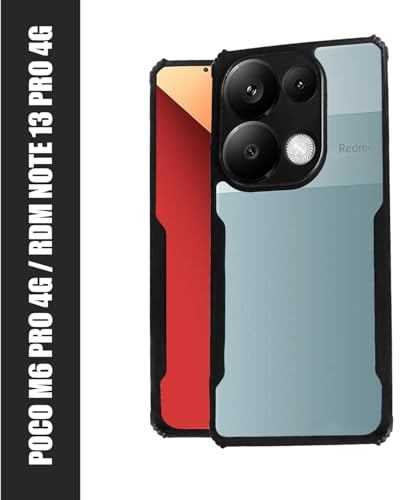 Image of AIBEX Crystal Clear Back Cover Case for Redmi Note 13 Pro 5G | 360 Degree Protection | Shock Proof Design | Transparent Back Cover Case (PC & TPU, Black Bumper)