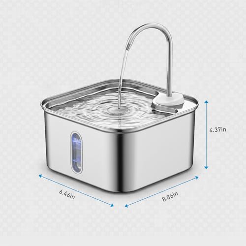 Fuente para agua para gatos acero inoxidable 2.6L miniatura 2