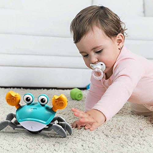 Brinquedo Educativo Interativo Infantil Bebê Caranguejo Fujão Recarregável C/Som Luz Movimento (Azul