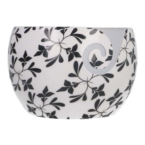 Image of Scheepjes Yarn Bowl Black Leaf Unbreakable 15 x 10 cm - 1 Piece