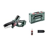 metabo Akku-Gehölzsäge MS 18 LTX 15-18V, 15 cm Schwertlänge - Ideal für Baumschnitt und Grünschnitt, hohe Kettengeschwindigkeit - Leicht und handlich - Inkl. metaBOX