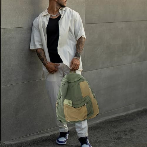 Mochila de lona de gran capacidad ligera estilo vintage grunge 5