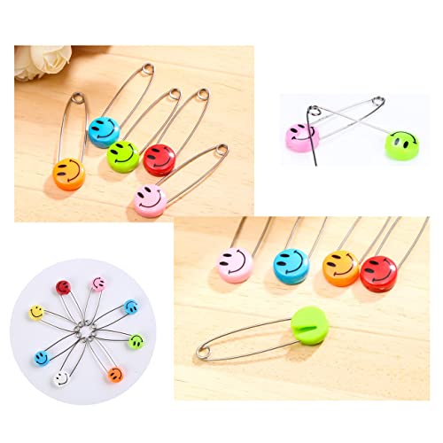 Diaper Pins, 50 Baby Safety Pins Cute Smile Face Stainless Steel Diaper Pins For Cloth Dress Bag Socks Gloves Decorative Holder With Safe Locking Closures Cute Brooch For Crafts #TOP1