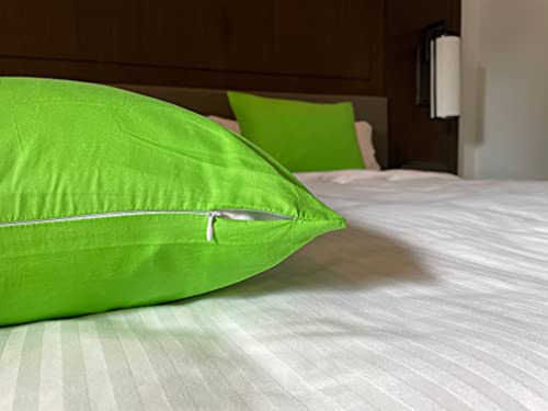 Image of Soft Pillow Covers 16 x 26 Inches - 100% Egyptian Cotton 400 Thread Count Set of 2 Pillow Cover Set Envelope Closure Hotel Quality Pillowcase - Green
