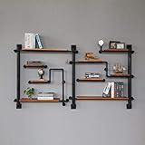 Puede usar los estantes flotantes para exhibir plantas, fotos, libros, artículos de cocina y otras decoraciones, Con estos auténticos tubos de hierro maleable, intente hacer su propia decoración de bricolaje y ahorre mejor su espacio.