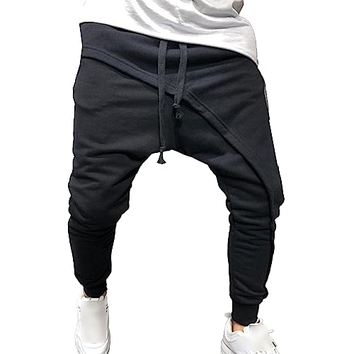 Pantalon de jogging sarouel homme à cordon de serrage entrejambe basse décontracté