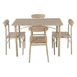 Kingshouse | Comedor 4 Sillas con Mesa – Madera MDF - Estructura Metálica - Moderno - para 4 Personas - Color Beige