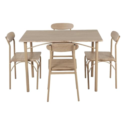 Catálogo para Comprar On-line Comedor Cuadrado 4 Sillas de esta semana. 42 Kingshouse | Comedor 4 Sillas con Mesa – Madera MDF - Estructura Metálica - Moderno - para 4 Personas - Color Beige