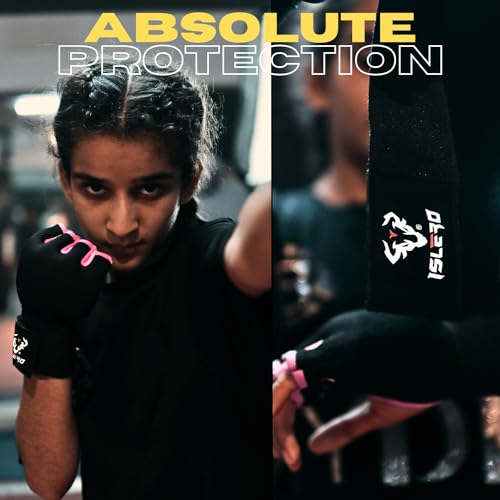 Islero Vendas de boxeo de 93 cm, correas de muñeca largas y rápidas, guantes interiores de gel, protección elástica para los puños, acolchados, Muay Thai, artes marciales, artes marciales, saco de - imagen 5
