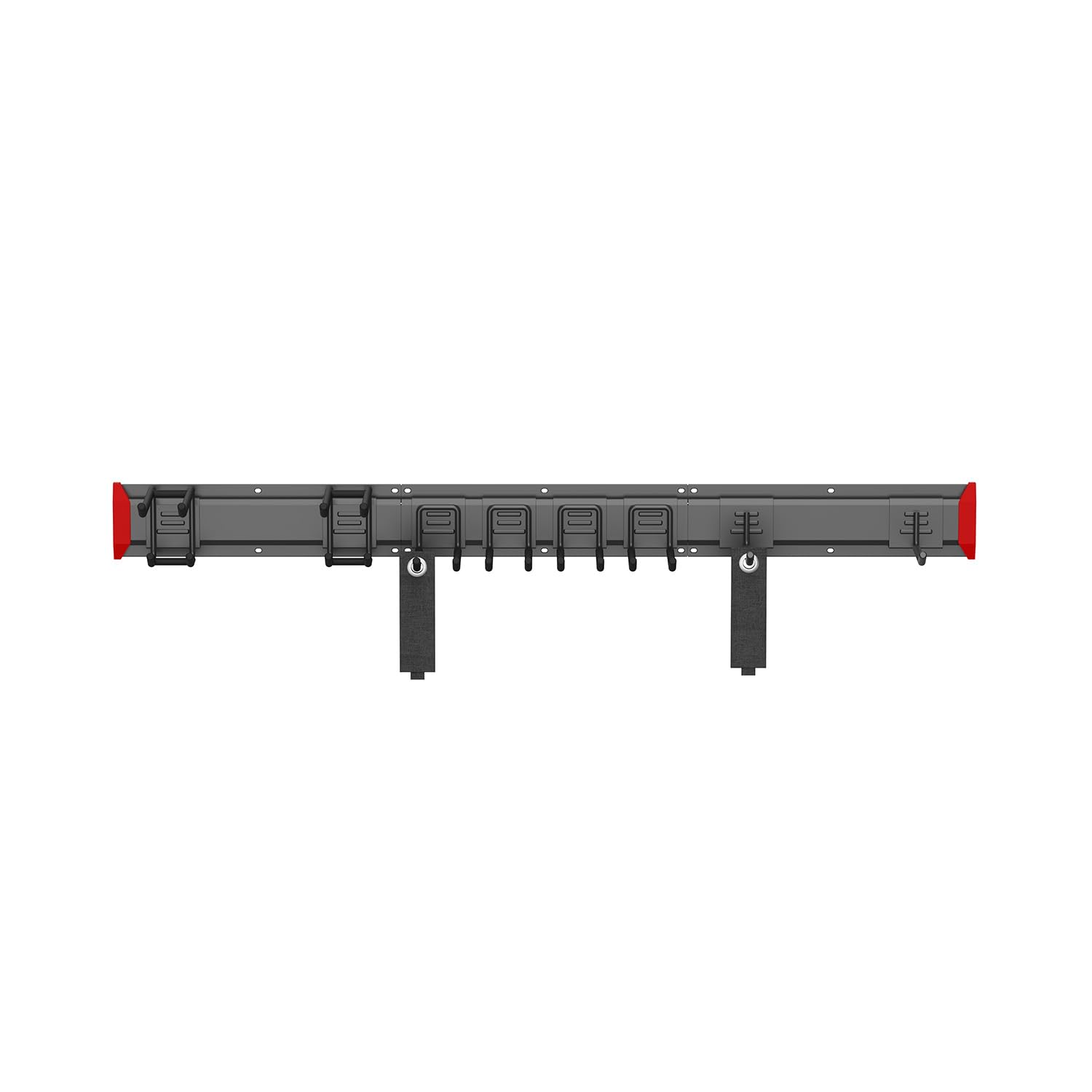 Maclean MC-179 Soporte de pared para herramientas de jardín y organizador de garaje Sistema de almacenamiento de acero 228 kg con ganchos ajustables para palas escobas mangueras y cables