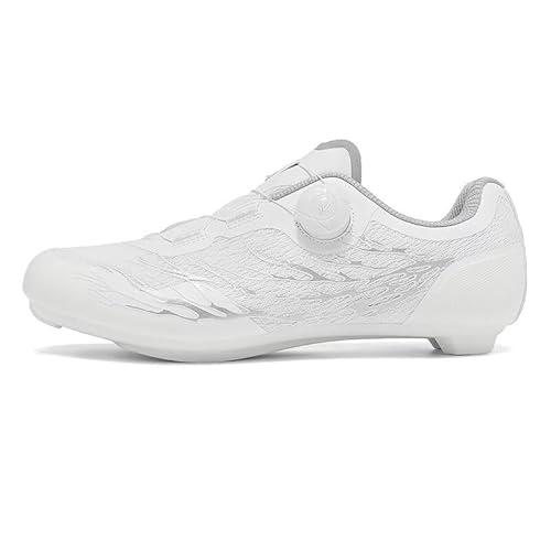 Obnoxi Men's Unisex Cycling Shoes Compatible with Peloton Bike, Indoor Spin Bike, and Outdoor Road Bicycle White