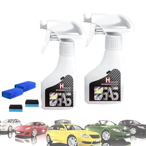 KDGENG 180ml Headlight Restoration Spray,Headlight Cleaner, Headlight Restoration,Automotive Headlamp Refurbisher & Crystallization Coating Agent Kit,Long-Lasting,for All Vehicles (2)