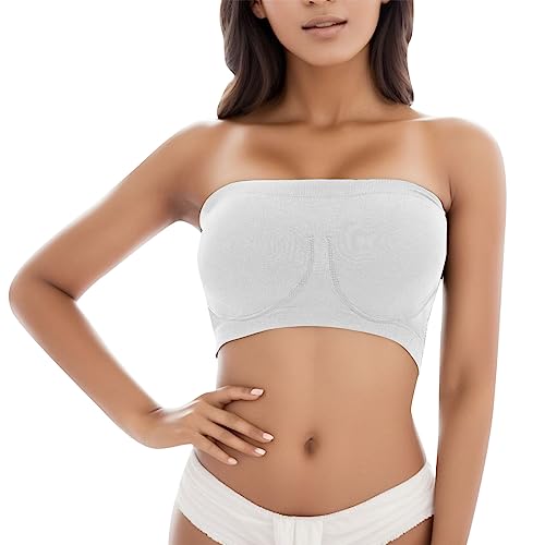 Strapless Comfort Wireless Bra with Slip Silicone Bandeau Bralette Tube Top