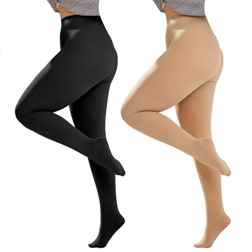 Women's Plus Size Pantyhose Sheer Stocking Control Top Tights High Waist Ultra-Soft Panty Hose, 1/2 Pairs