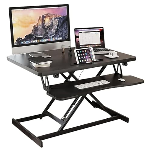 Biurko do pracy na stojąco z regulacją wysokości, ergonomiczne, stojące, z tacą na klawiaturę, stacja robocza na laptopa, do domowego biura