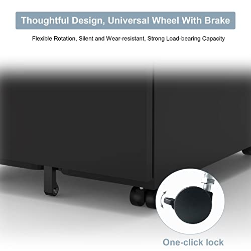 Godappe 2 Drawer Mobile File Cabinet,Metal Vertical Filing Cabinet With Lock For Letter/Legal Size, Anti-Tilt Design Rolling Desk Filing Cabinet For Home Office Fully Assembled Except Casters(Black) #TOP4