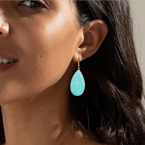 Turquoise Earrings, Gold Dangle Earrings for Women, Boho Earrings for Womens Western Jewelry, December Birthstone Earrings for Her4