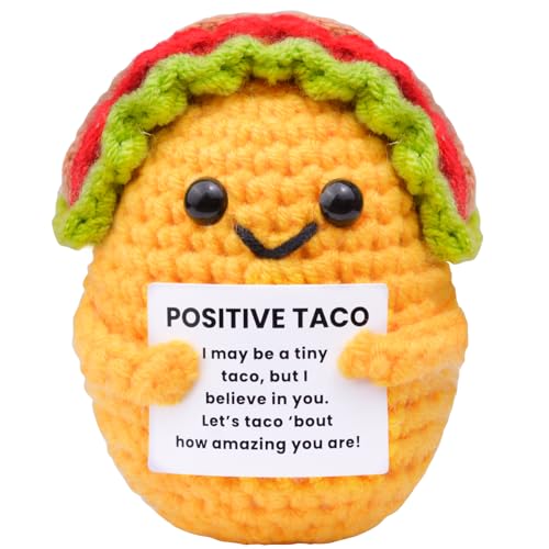 CoFuBcad Handmade Emotional Support Taco Gift, Mini Positive Crochet Taco Doll Knitted Crochet Women Birthday Gifts Car Decoration, Desk Decor Office Decoration