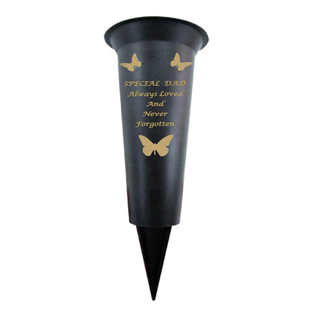 Yöl Dad Plastic Floral Vase Spike Memorial - Garden Graveside Ornament Memories - Water Resistant - Remembrance Sympathy Tribute - Thoughtful Keepsake Flowers