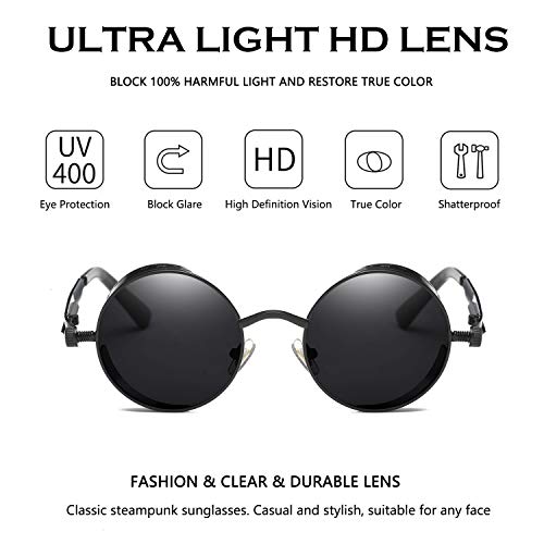 Dollger Vintage Steampunk Retro Metal Round Circle Frame Sunglasses2